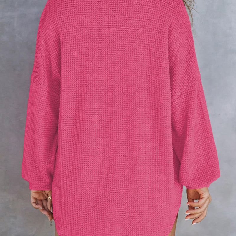 🔥Autumn Sale 49% OFF🔥Women’s Loose Solid Color Waffle Knit Shirt