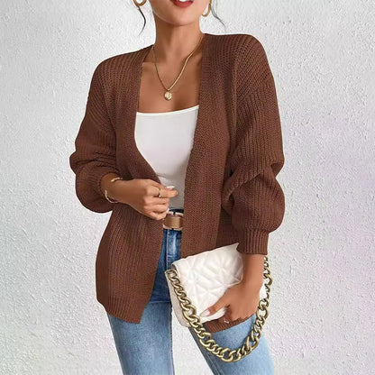 🔥Limited time 50% off🔥Chunky Knit Open Front Cardigan with Lantern Sleeves