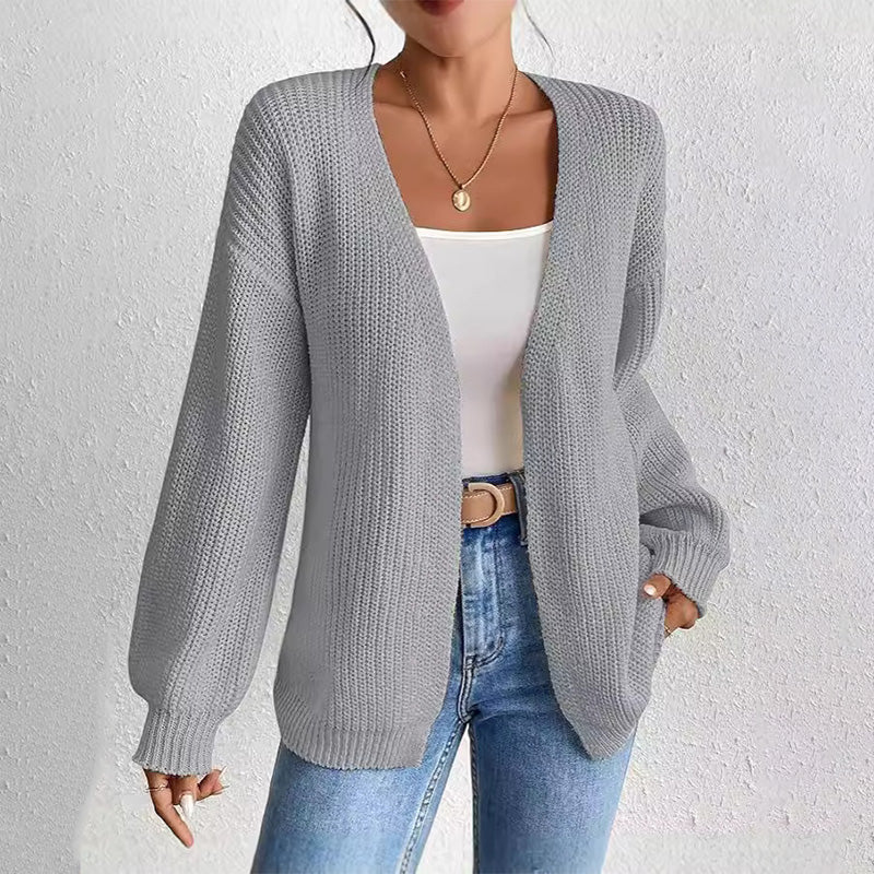 🔥Limited time 50% off🔥Chunky Knit Open Front Cardigan with Lantern Sleeves