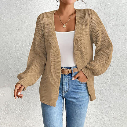 🔥Limited time 50% off🔥Chunky Knit Open Front Cardigan with Lantern Sleeves