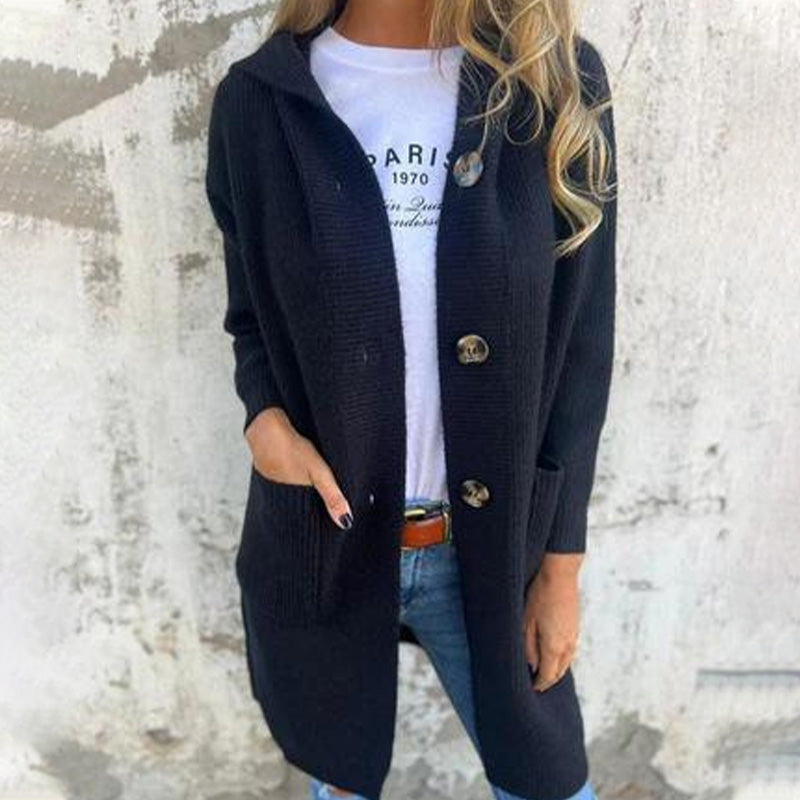 🌸Button-down cardigan with hood for women