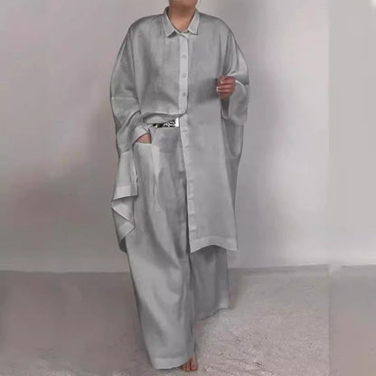 🔥Autumn Sale 49% OFF🔥Shirt and Wide Leg Pants 2-Piece Set