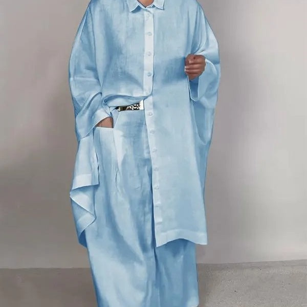 🔥Autumn Sale 49% OFF🔥Shirt and Wide Leg Pants 2-Piece Set