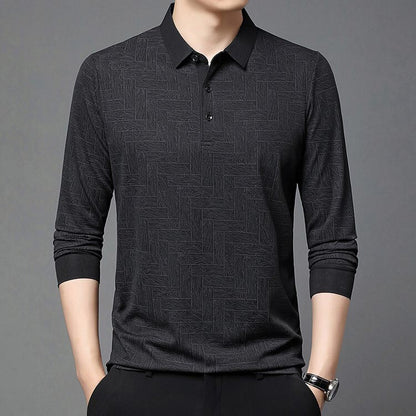 🔥Limited time 50% off🔥Men’s Elegant Casual 3-button Lapel Collar Long-sleeve T-shirt