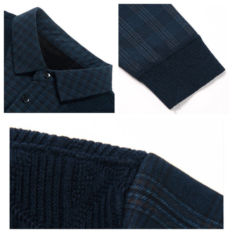 Men's Fake Two Piece Lapel Knitted Sweater