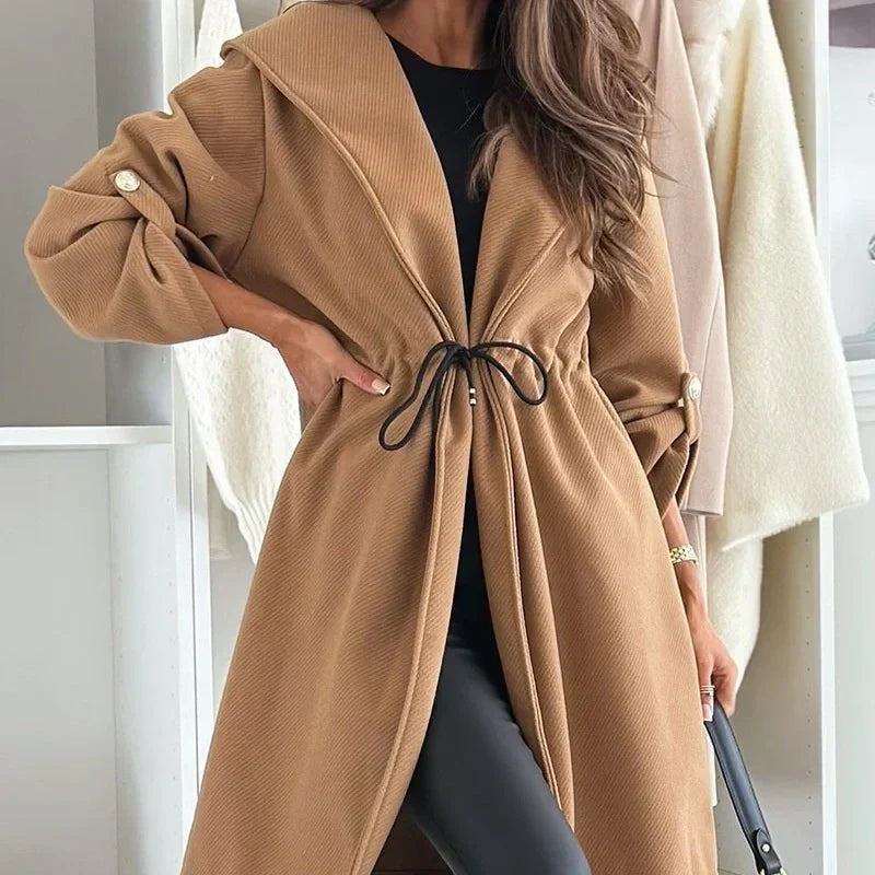 🔥Limited Time 50% OFF🔥Women’s Trendy Tie Waist Hooded Long Coat