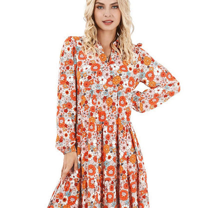 50% OFF💕Women's Long Sleeve V Neck Bohemian Midi Dress