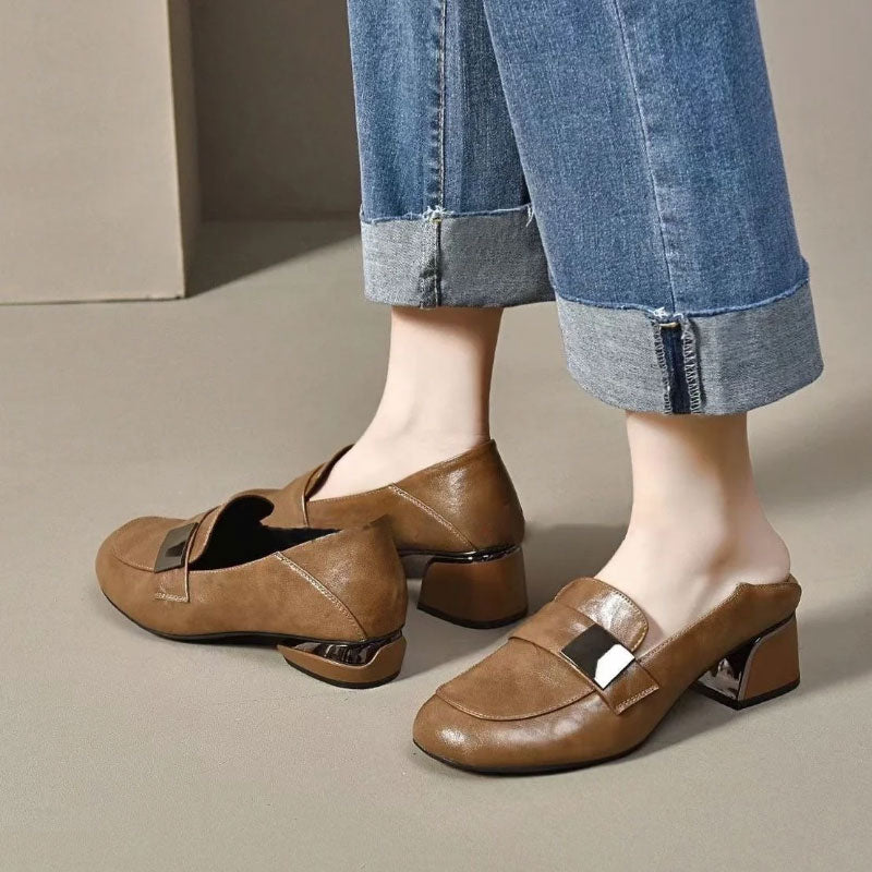 🔥Limited Time 50% Off 🔥Women's Round Toe Chunky Heel Flat Shoes