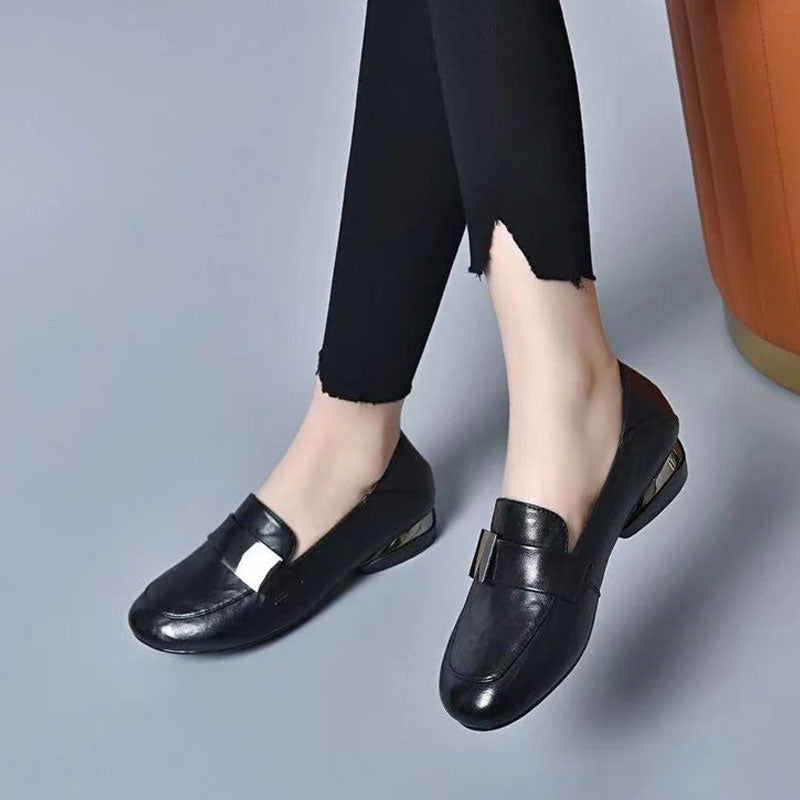 🔥Limited Time 50% Off 🔥Women's Round Toe Chunky Heel Flat Shoes