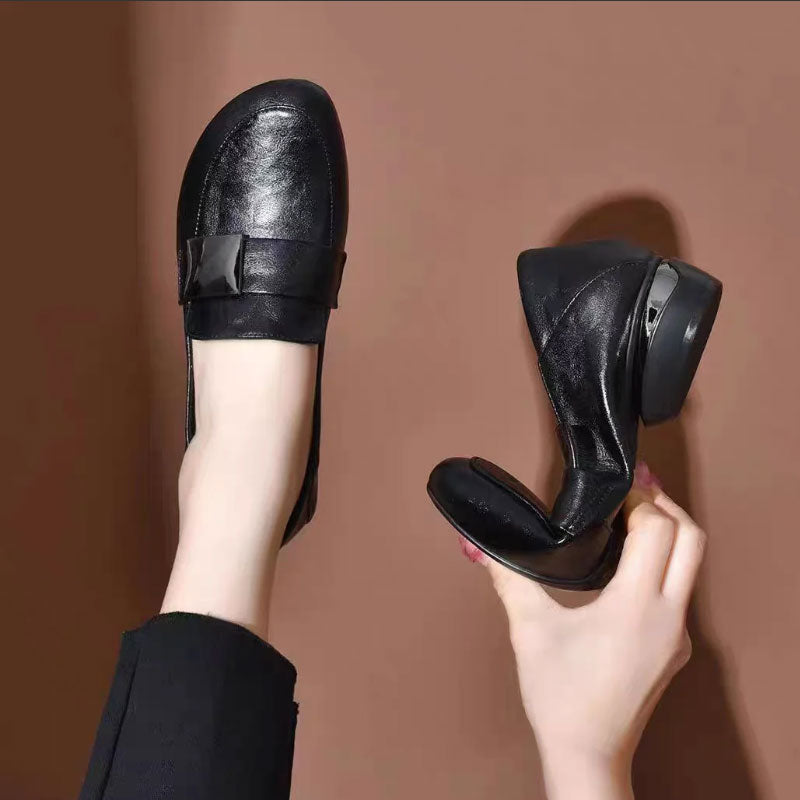 🔥Limited Time 50% Off 🔥Women's Round Toe Chunky Heel Flat Shoes