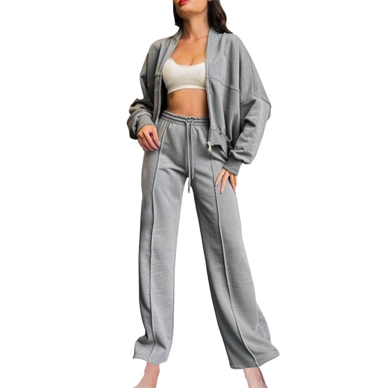 🍂Autumn discount 50%🍂Women's Long Sleeve Zip Coat Drawstring Sweatpants 2-Piece Sets