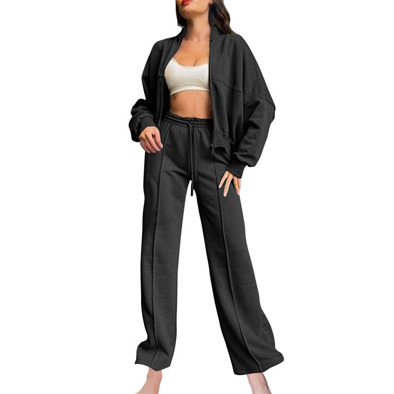 🍂Autumn discount 50%🍂Women's Long Sleeve Zip Coat Drawstring Sweatpants 2-Piece Sets