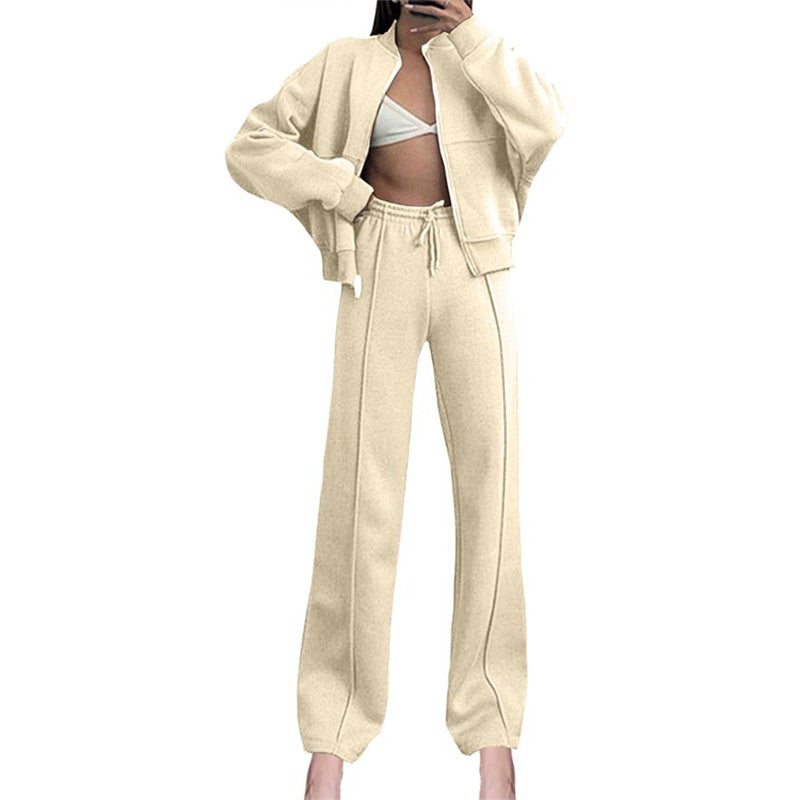 🍂Autumn discount 50%🍂Women's Long Sleeve Zip Coat Drawstring Sweatpants 2-Piece Sets