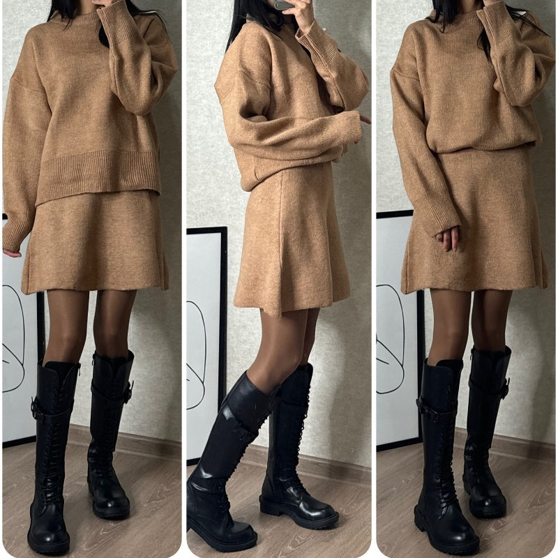 🔥Limited Time 50% Off 🔥2-Piece Sweater Set: Long-Sleeve Top & Mini Skirt