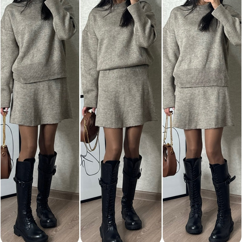 🔥Limited Time 50% Off 🔥2-Piece Sweater Set: Long-Sleeve Top & Mini Skirt