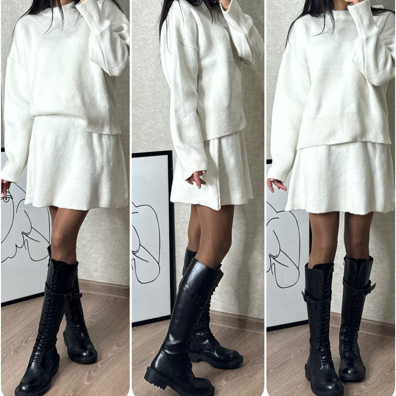 🔥Limited Time 50% Off 🔥2-Piece Sweater Set: Long-Sleeve Top & Mini Skirt