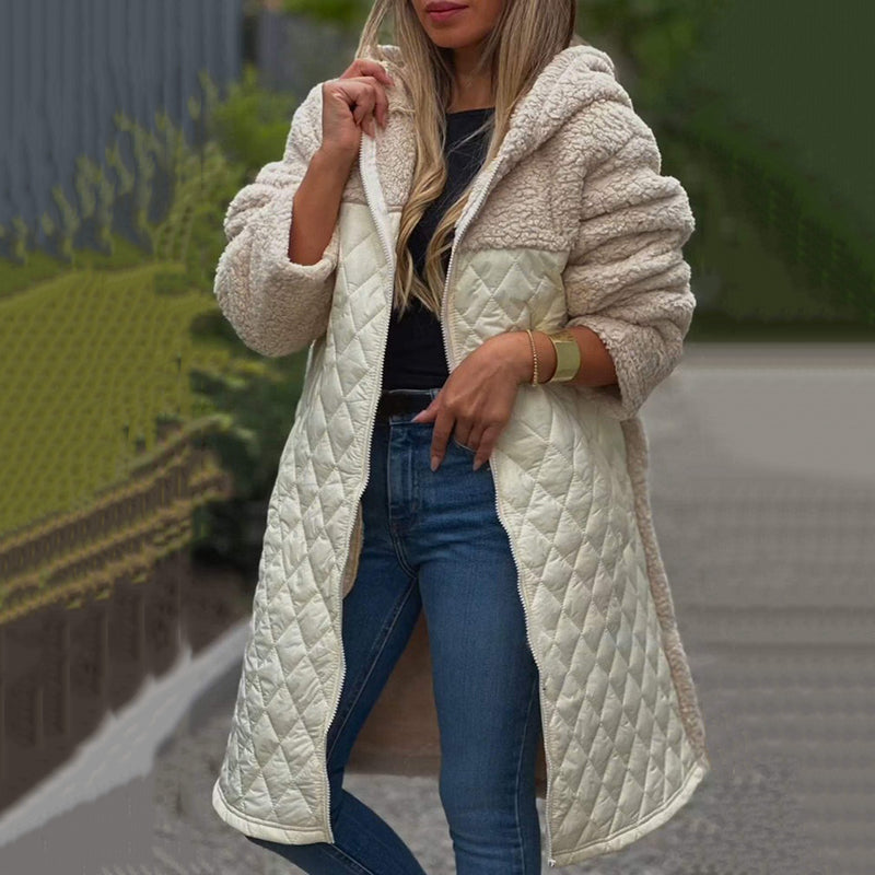 🔥🖤Early Black Friday Sale:50% OFF🔥Women's Cozy Quilted Sherpa Coat with Hood