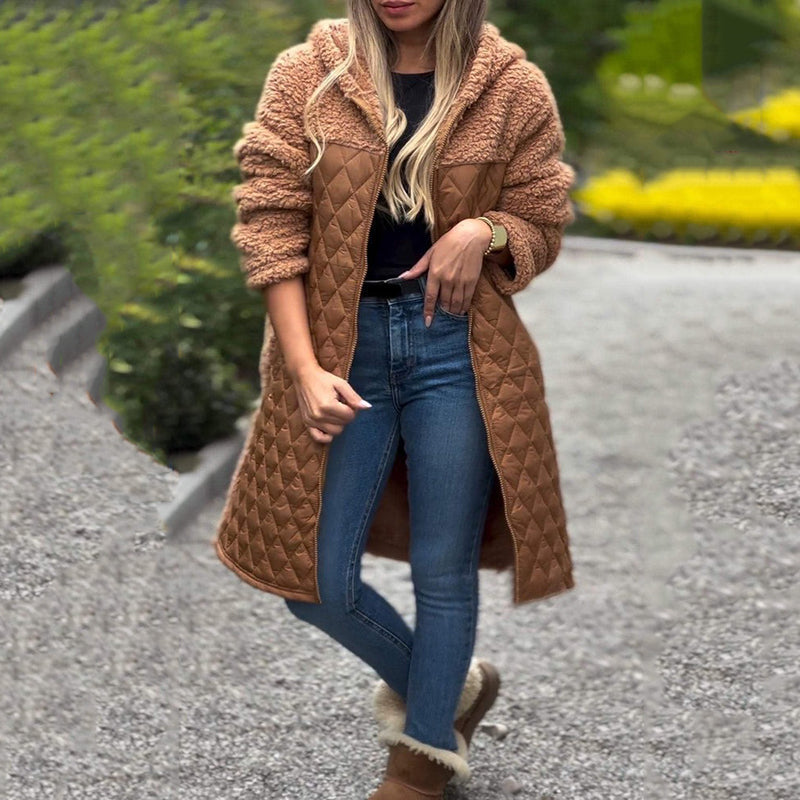 🔥🖤Early Black Friday Sale:50% OFF🔥Women's Cozy Quilted Sherpa Coat with Hood