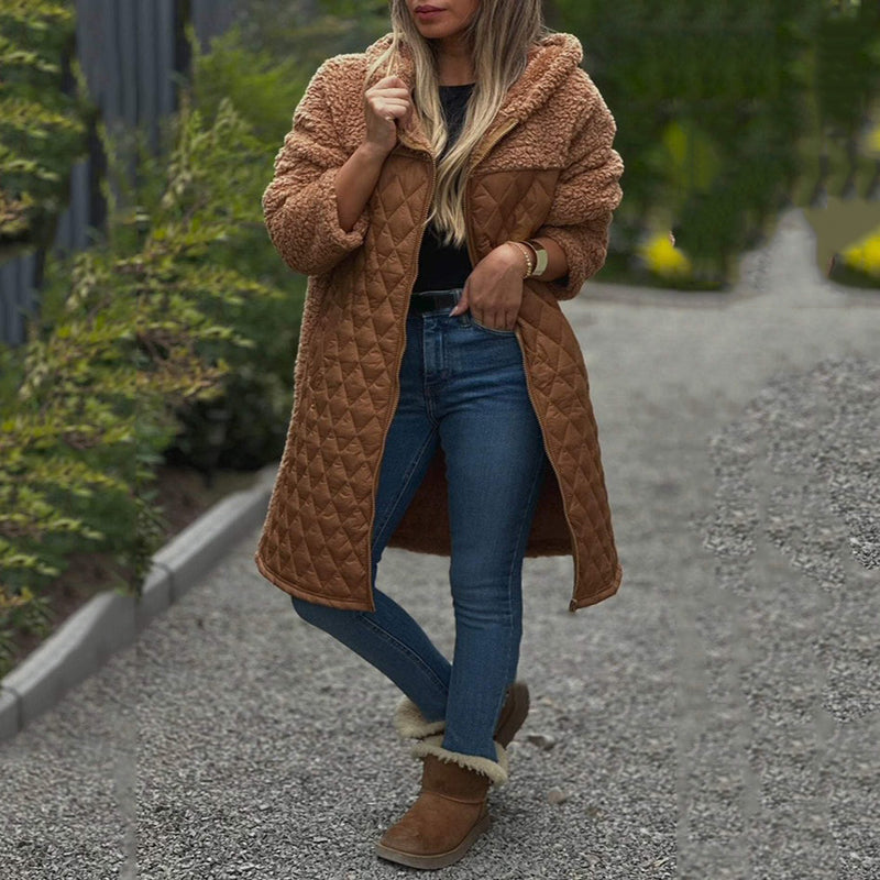 🔥🖤Early Black Friday Sale:50% OFF🔥Women's Cozy Quilted Sherpa Coat with Hood