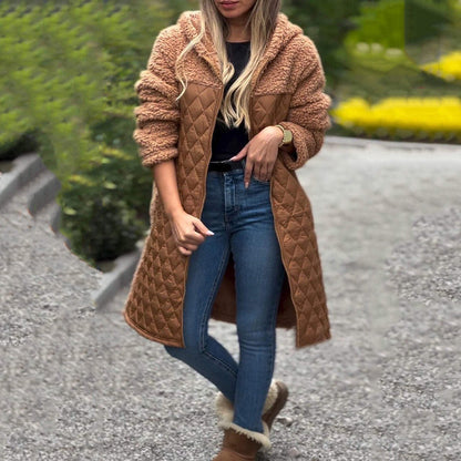 🔥🖤Early Black Friday Sale:50% OFF🔥Women's Cozy Quilted Sherpa Coat with Hood