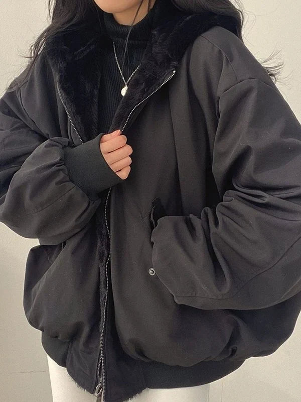 🔥🖤Early Black Friday Sale:50% OFF🔥Reversible Oversize Fleece Hooded Jacket