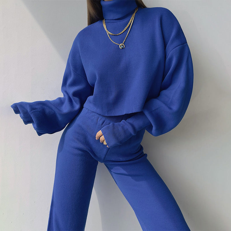 🔥Early Black Friday Sale:50% OFF🔥Women's Long-sleeve High Neck Crop Top and Pants Set