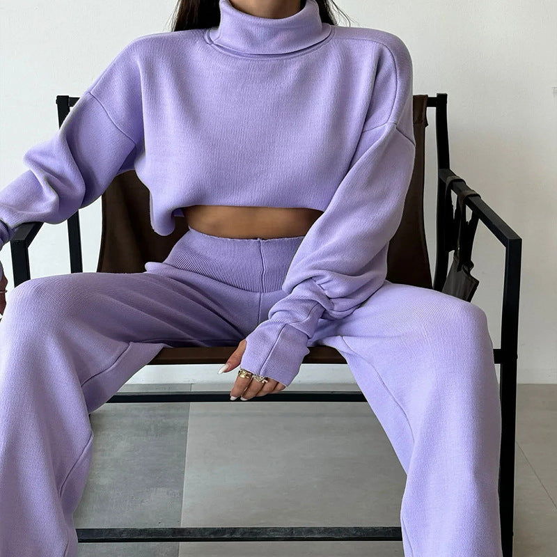 🔥Early Black Friday Sale:50% OFF🔥Women's Long-sleeve High Neck Crop Top and Pants Set
