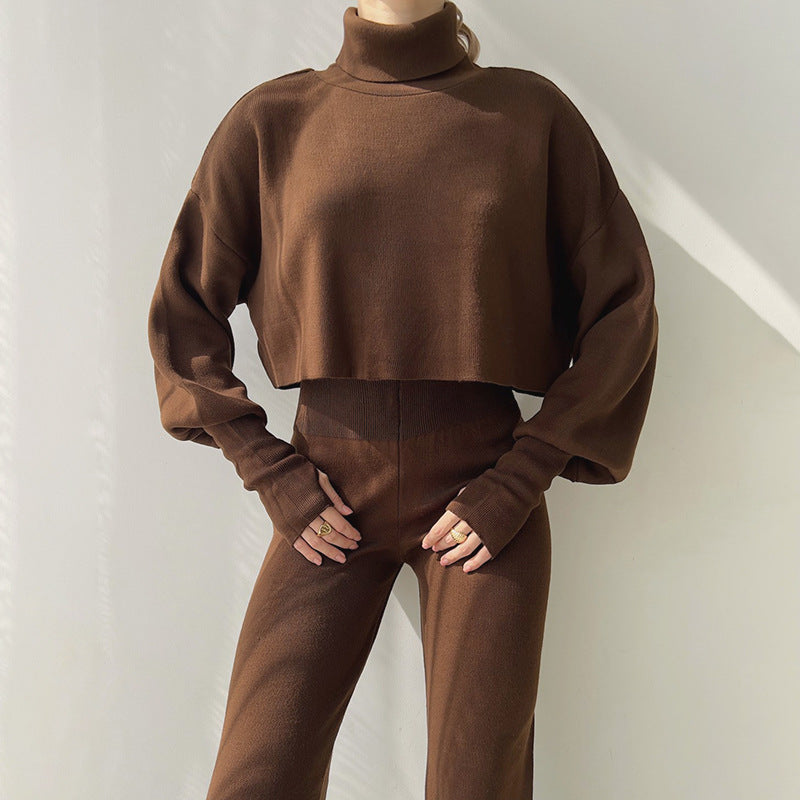 🔥Early Black Friday Sale:50% OFF🔥Women's Long-sleeve High Neck Crop Top and Pants Set