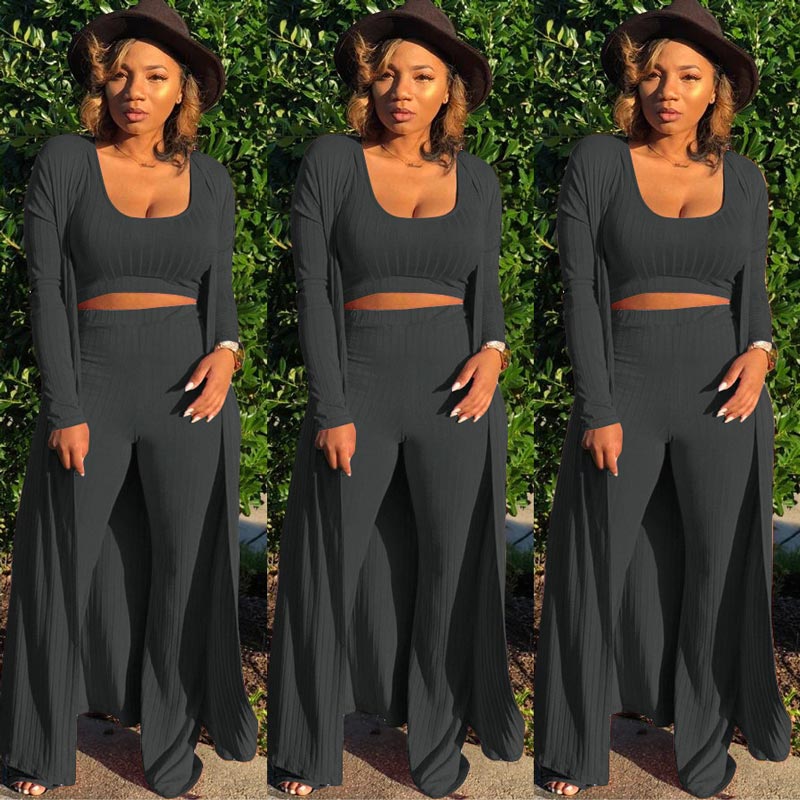 🔥Early Black Friday Sale:50% OFF🔥Women’s Stretch Knitted Tank Top High-waist Leggings and Long Cardigan 3-piece Set