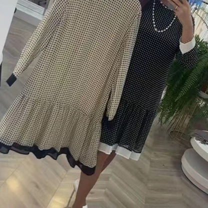 🔥🖤Black Friday Sale:50% OFF🔥Women’s Elegant Round-neck Long-sleeve Polka Dot Dress