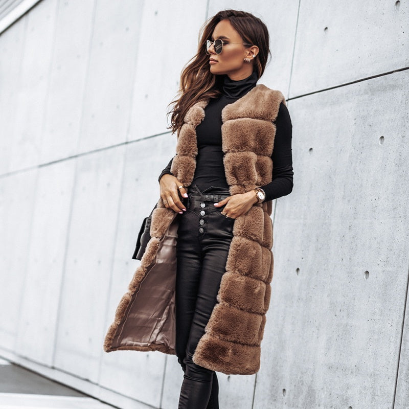 🎅Xmas Sales - 50% OFF🎄Women's Winter Warm Faux Fur Long Vest
