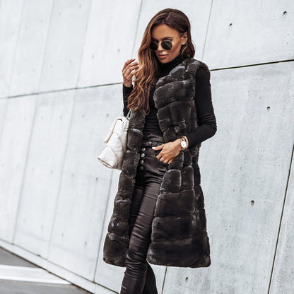 🎅Xmas Sales - 50% OFF🎄Women's Winter Warm Faux Fur Long Vest