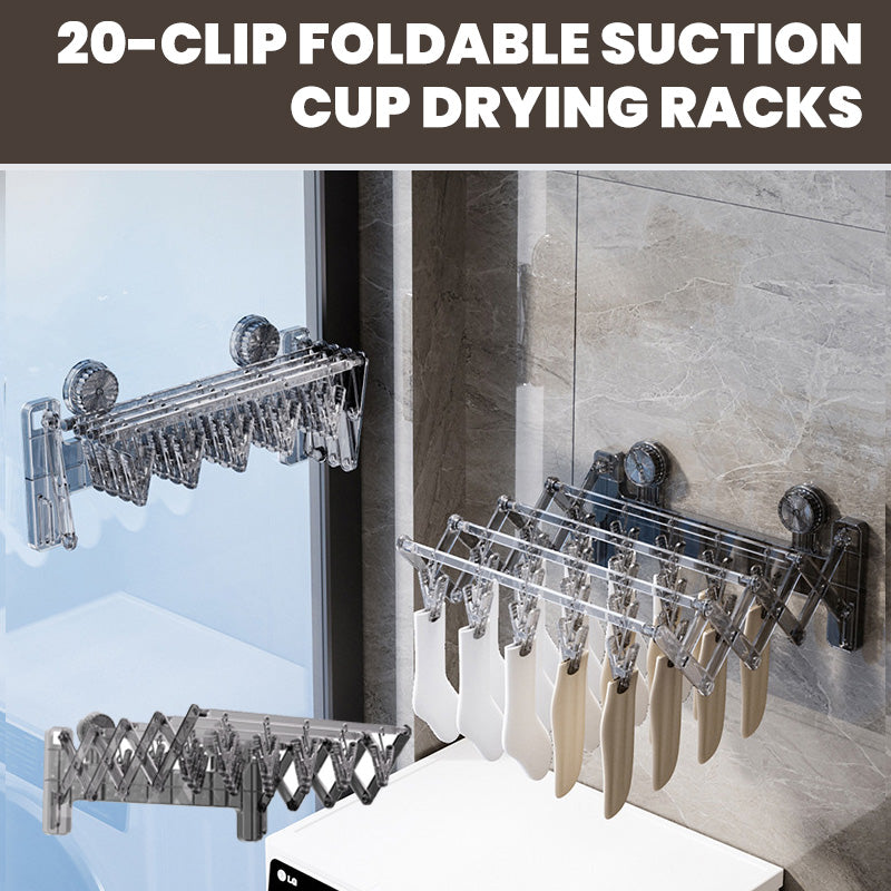 🎅Xmas Sales - 50% OFF🎄20-Clip Foldable Suction Cup Drying Racks zanzzea