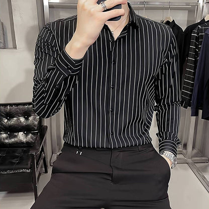 Men's Slim-Fit Striped Long-Sleeve Shirt