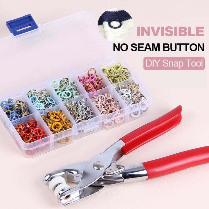 100pcs Invisible Colored Metal Buckle & 1 Count Manual Pressure Pliers