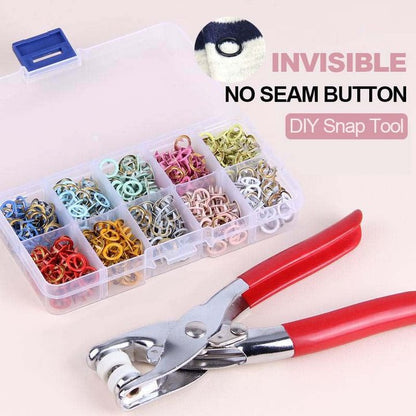 100pcs Invisible Colored Metal Buckle & 1 Count Manual Pressure Pliers