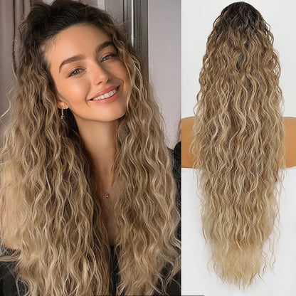 Extension de Cheveux Bouclés Ondulés et Volumineux avec Queue de Cheval