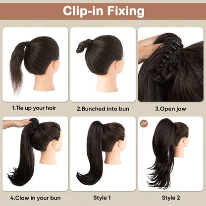 18 Inch Curly Wavy Frizzy Hair Extension with Ponytail