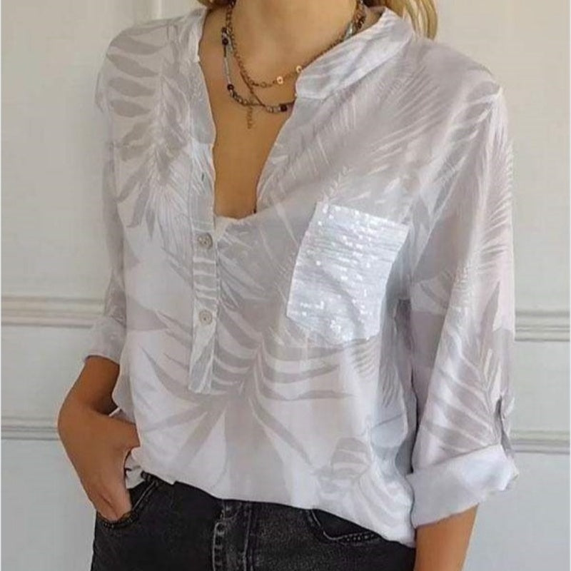 💜 LAST DAY PROMOTION - 50%OFF💜Women's Fashion V-Neck Printed Top