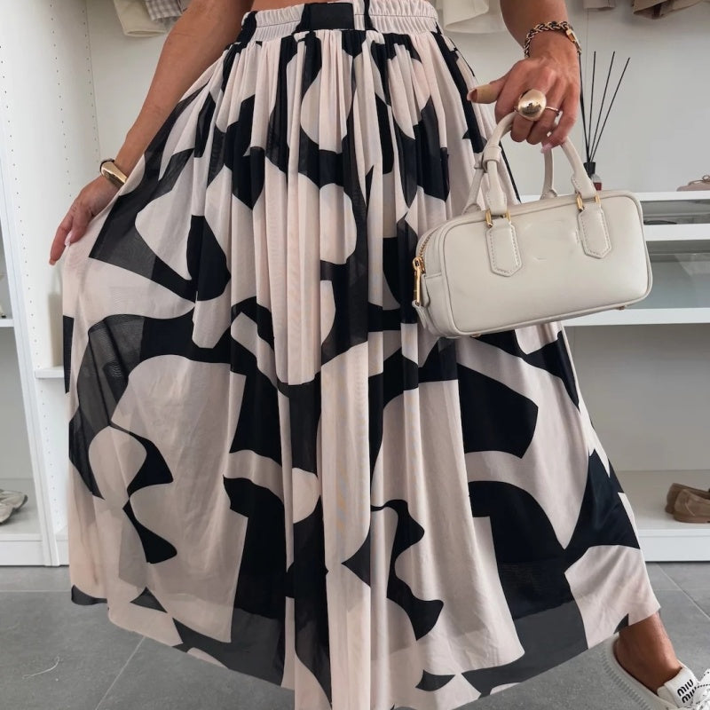 💜 LAST DAY PROMOTION - 50%OFF💜Trendy Print Elastic Waistband Flowy Maxi Skirt