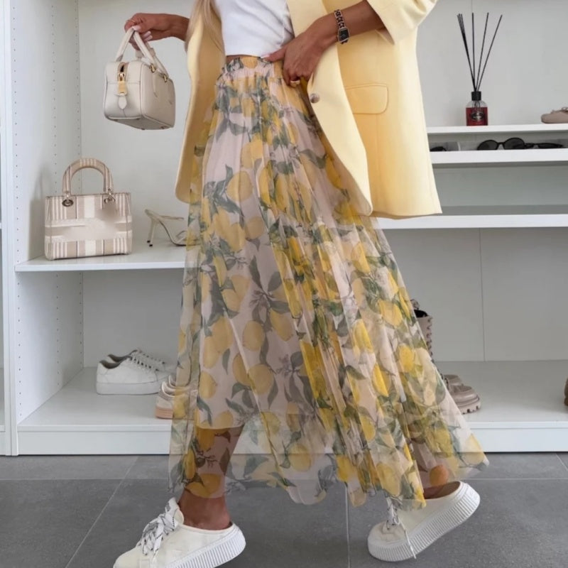 💜 LAST DAY PROMOTION - 50%OFF💜Trendy Print Elastic Waistband Flowy Maxi Skirt
