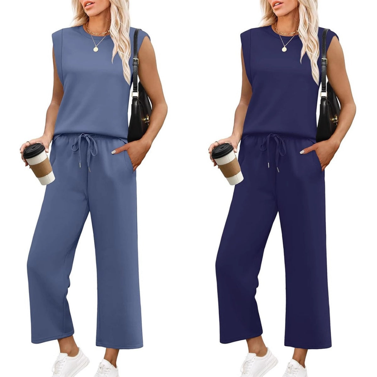 💕2025 Hot Sale 50% OFF🔥2025 New Women's  Sleeveless Top & Wide-Leg Pants 2-Piece Set