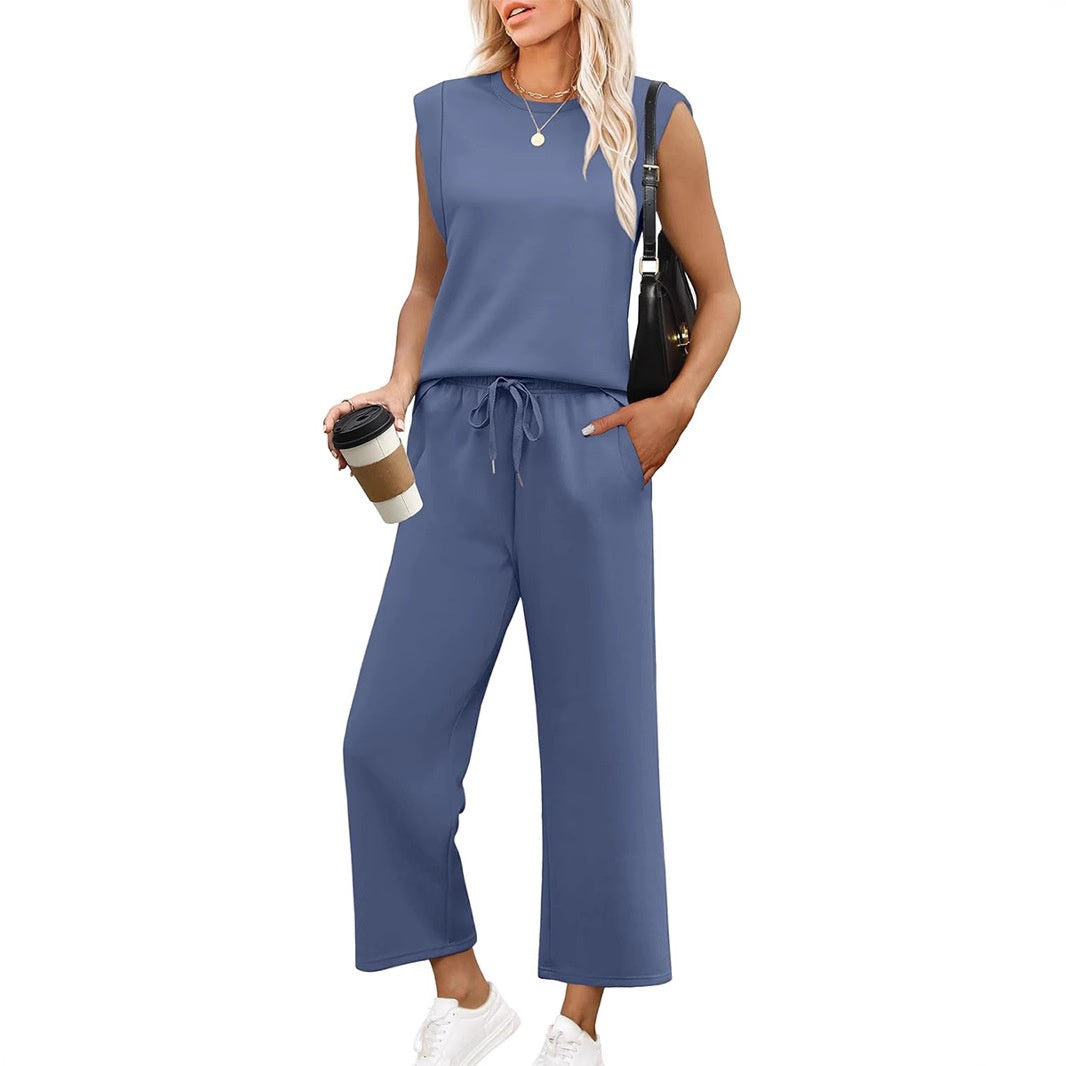 💕2025 Hot Sale 50% OFF🔥2025 New Women's  Sleeveless Top & Wide-Leg Pants 2-Piece Set