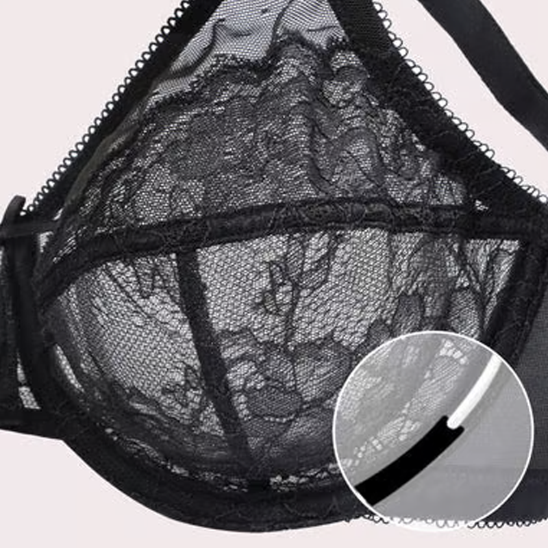 Enchante Floral Lace Plus Size Underwire Unlined Unpadded Minimizer Full Coverage Bra Women's Wear Comfortable Breathable Mesh Cup