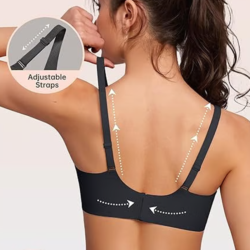 💕 Nahtloser, kabelloser Push-up-BH für Damen – Tiefes V