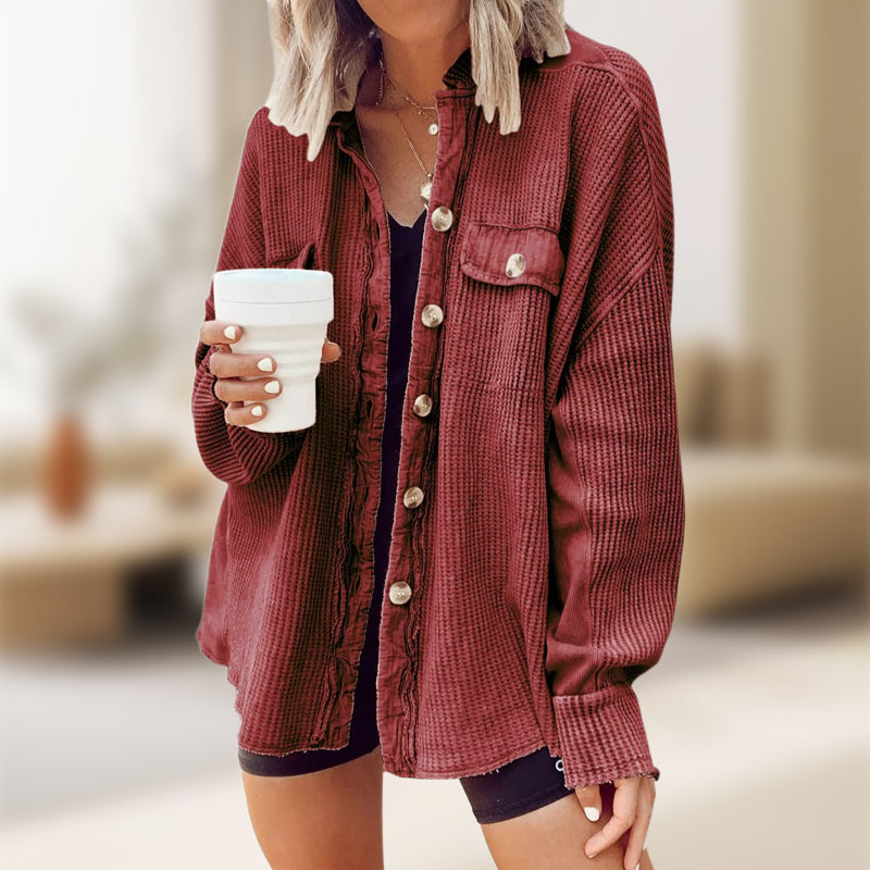 Final 3 Hours: 50% OFF🔥Waffle Knit Button Down Shacket