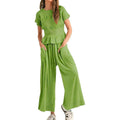 💜LAST DAY-50% OFF💜Women’s Pleated Top & Wide-Leg Pants Set