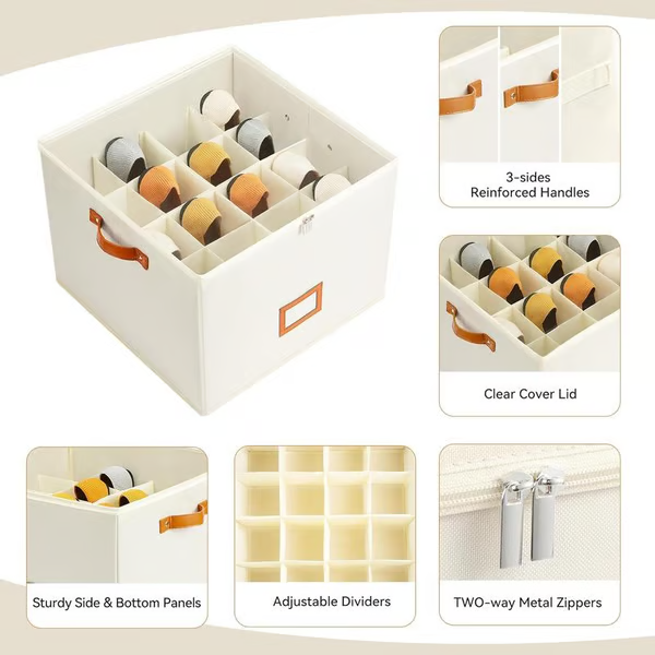 ⏰🔥LIMITED TIME 50% OFF! 👟 Fabric Shoe Organizer Storage Box – Foldable, Large Capacity, Dustproof & Breathable for Closet & Bedroom 🧺✨ zanzzea