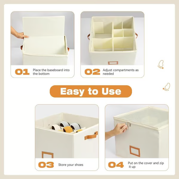 ⏰🔥LIMITED TIME 50% OFF! 👟 Fabric Shoe Organizer Storage Box – Foldable, Large Capacity, Dustproof & Breathable for Closet & Bedroom 🧺✨ zanzzea