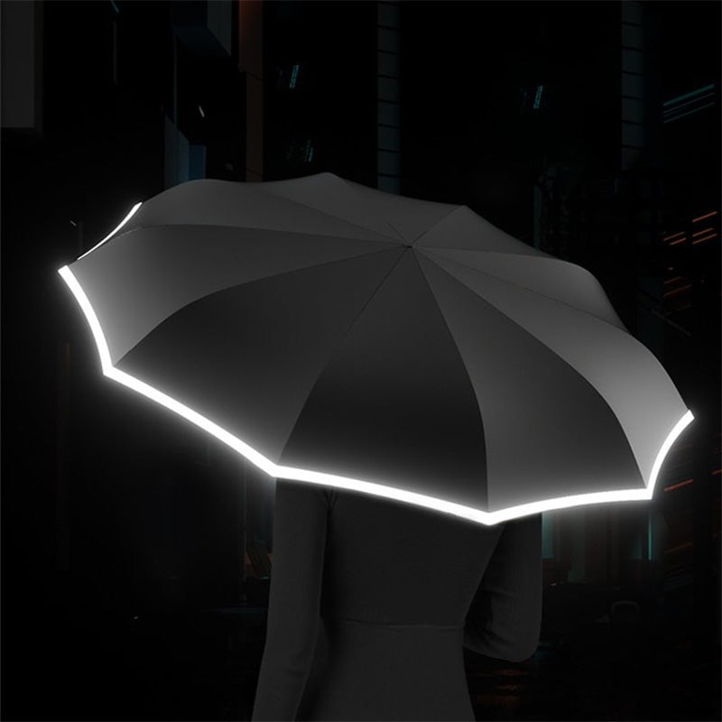 🌧️Reflective Strip Umbrella – Perfect for Night Commutes & Rainy Days
